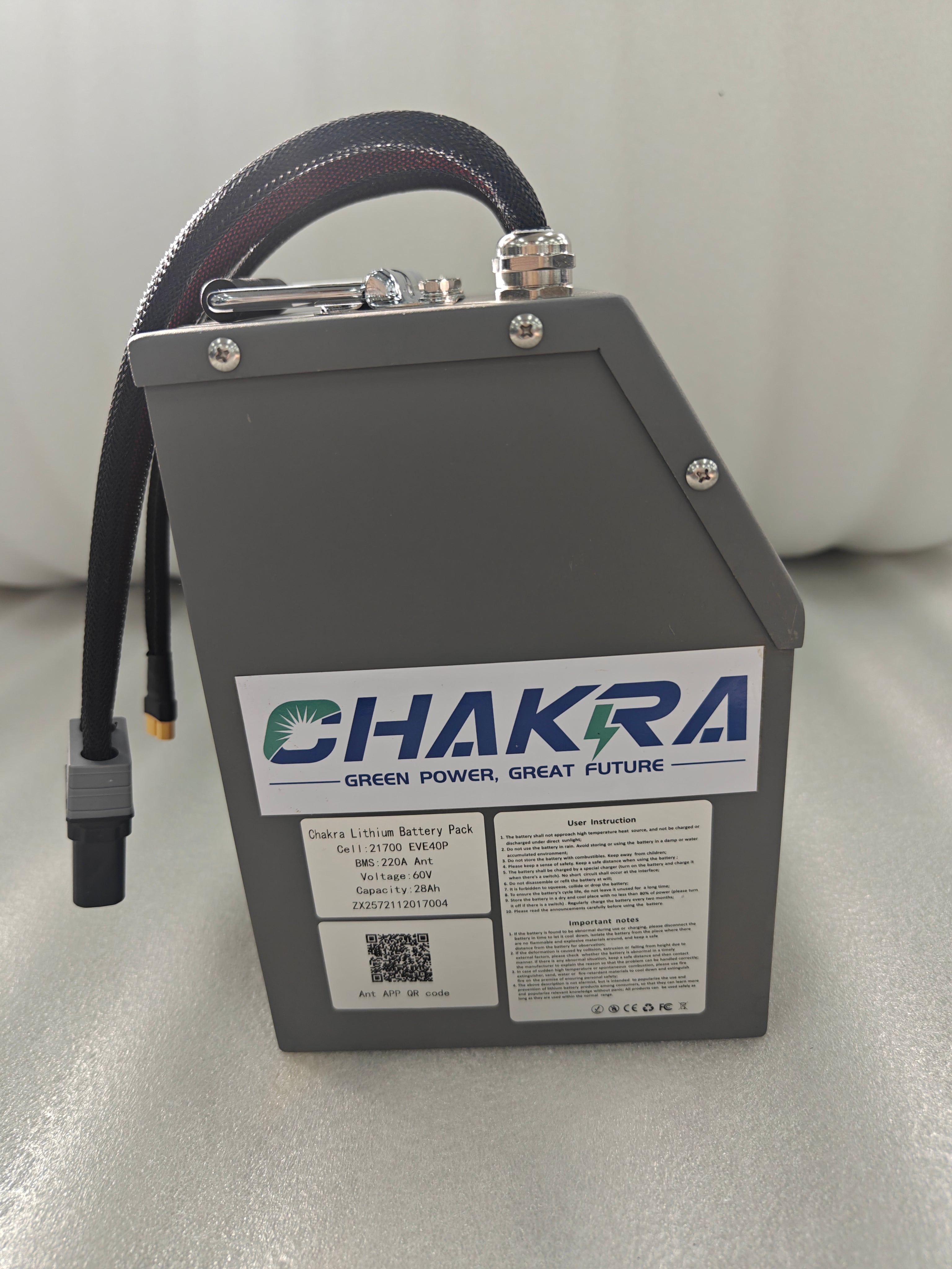 60V 24Ah 180A Smart Lithium Battery w/ Bluetooth BMS for Valtinsu EM-5