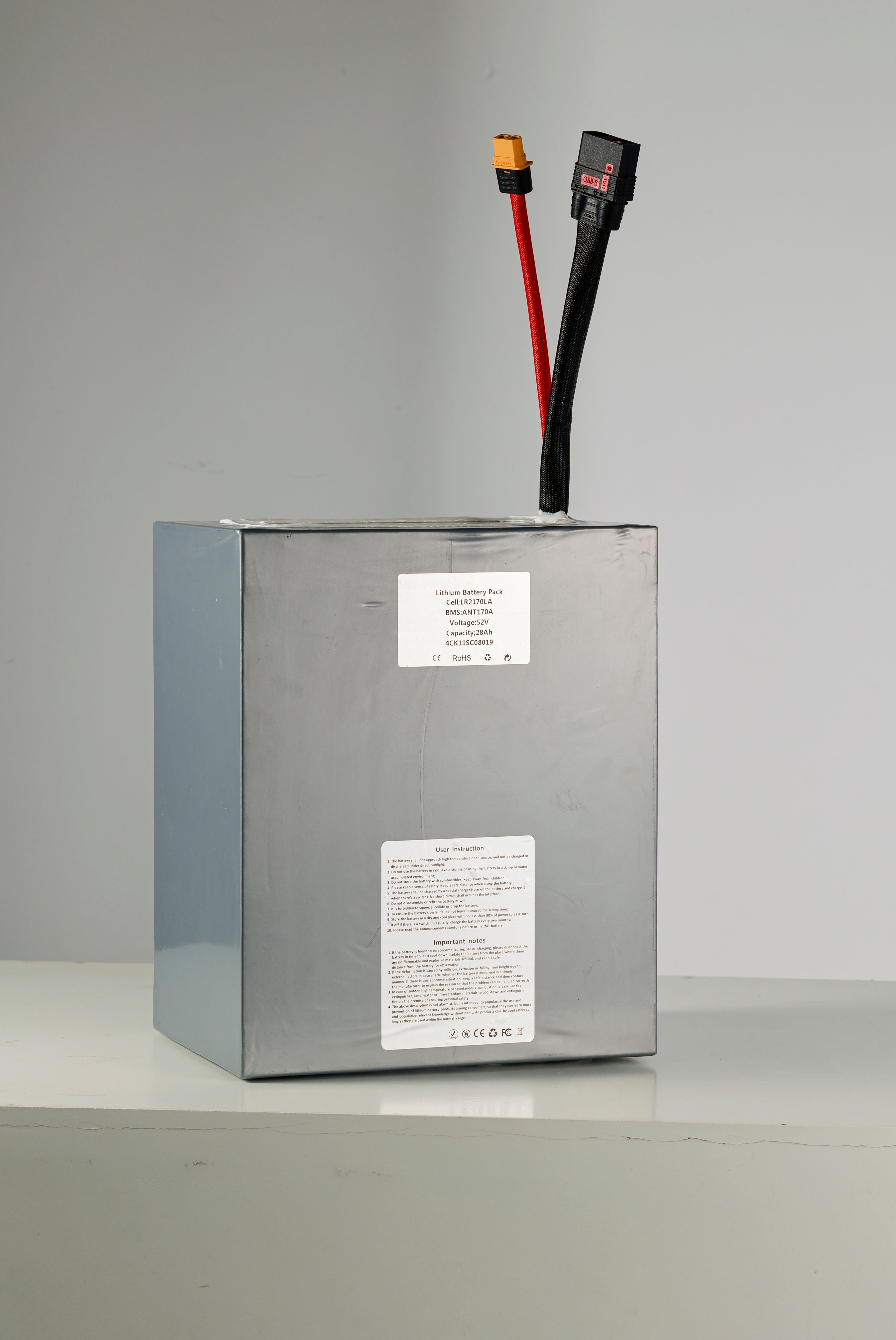 52V 28Ah 170A Continuous 285A Peak Smart Lithium Battery w/ Bluetooth BMS for Mini Electric Motorcycle