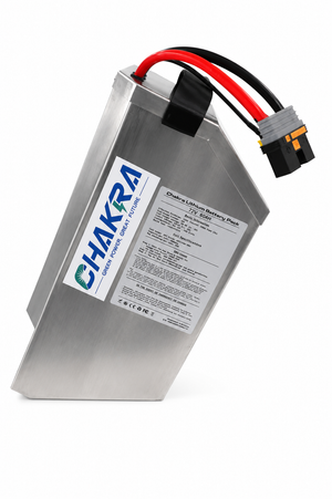 Chakra 72V 60Ah 340A smart lithium battery for Honda CRF250 with Bluetooth BMS and premium-grade cells, built for power and reliability.