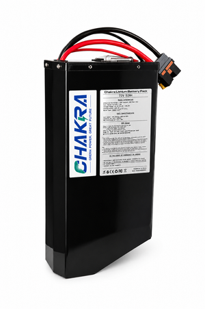 This 72-volt, 65-amp-hour smart lithium-ion battery, manufactured by Chakra Battery, is ideal for high-power electric motorcycles such as the Honda CRF250.