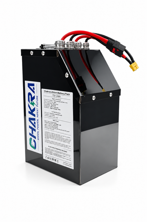 This high-discharge battery, rated at 72V, 24Ah, and 160A continuous current, is designed and manufactured by Chakra Battery. It serves as a replacement battery for the Valtinsu EM-5 and Yozma IN 10, offering improved discharge performance and output power.