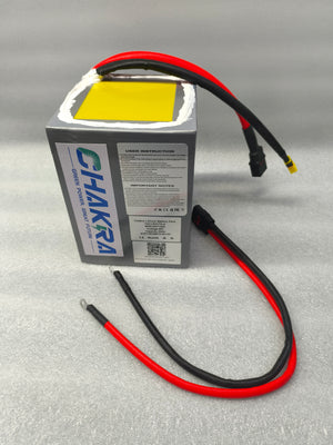 The 60V Razor Bike battery produced by Chakra Battery Company comes with a connecting cable