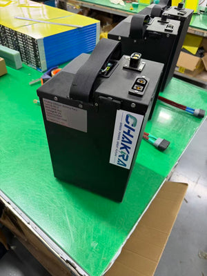 Surron Ultra Bee upgrade battery from Chakra Battery, available in 70AH and 80AH capacities, with a battery level indicator