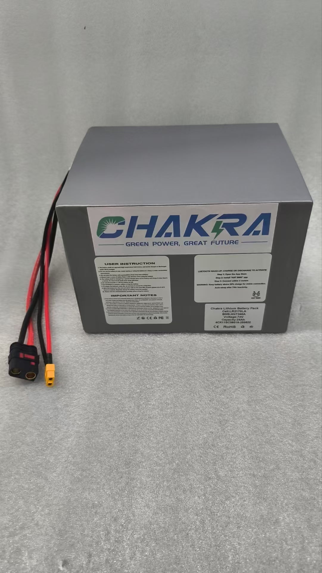 72V 24Ah 340A Continuous 525A Peak Smart Lithium Battery w/ Bluetooth BMS for Mini Electric Dirt Bike