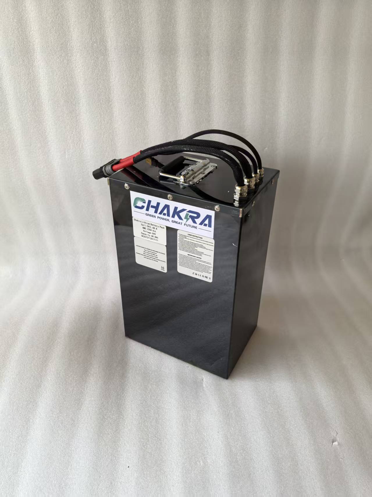 High-performance electric motorcycle battery built with CATL cells, 84V 68.8Ah; manufactured at the Chakra battery plant; 100-mile range