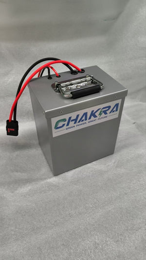 Side view of Chakra 72V lithium battery
