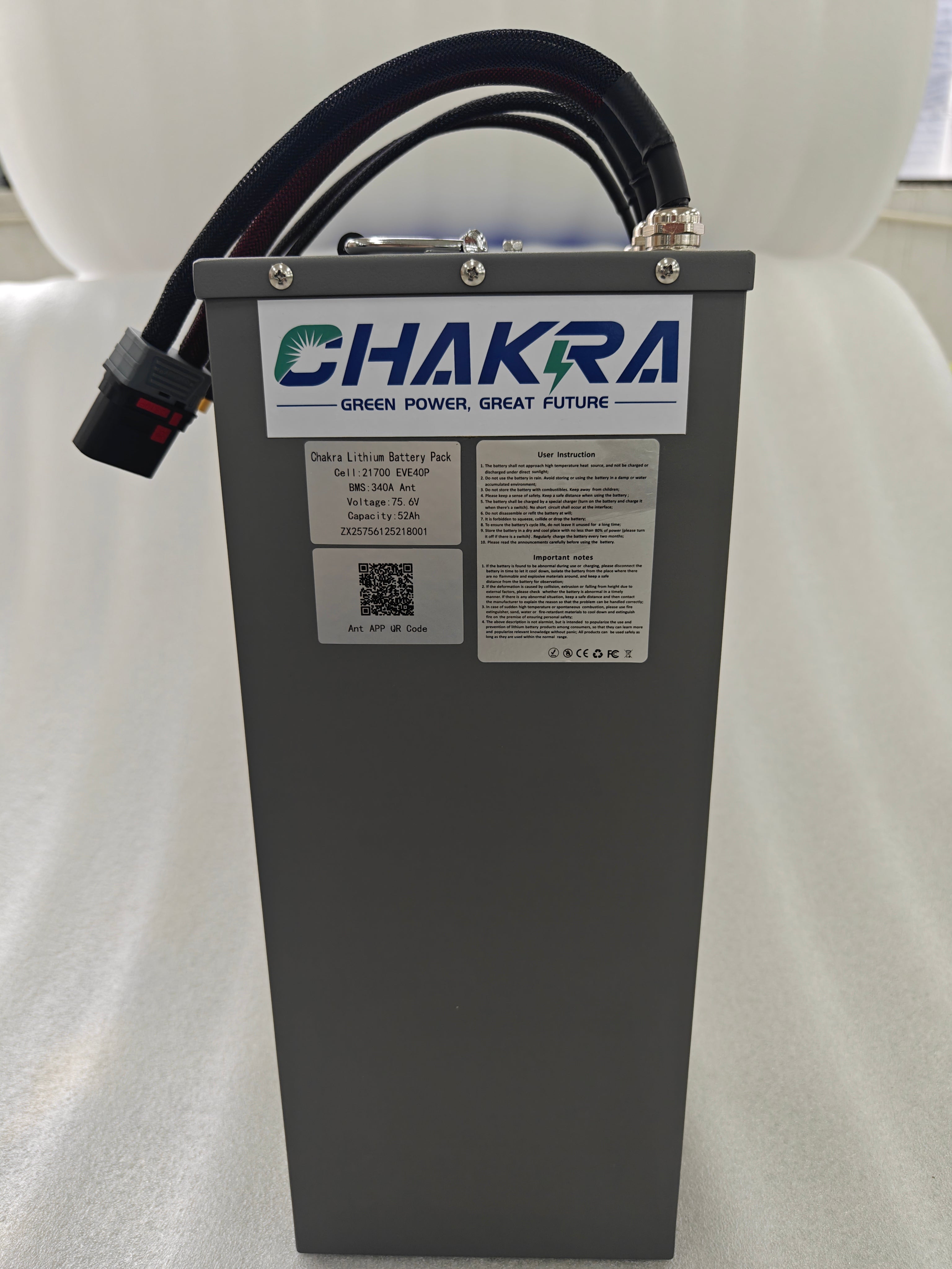 75.6V 52Ah 420A Smart Lithium Battery w/ Bluetooth BMS for Electric Race Car