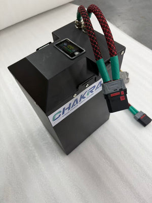 81.4V 70AH SURRON Ultra Bee Upgrade Battery manufactured by Chakra Battery Company, featuring Grade A cells, an Ant BMS with 340A continuous current rating, and a QS10 discharge port.