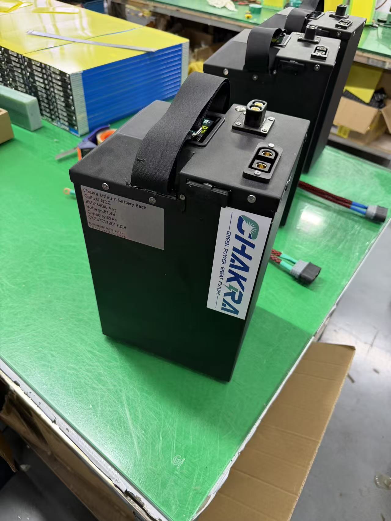 Surron Ultra Bee upgrade battery from Chakra Battery, available in 70AH and 80AH capacities, with a battery level indicator