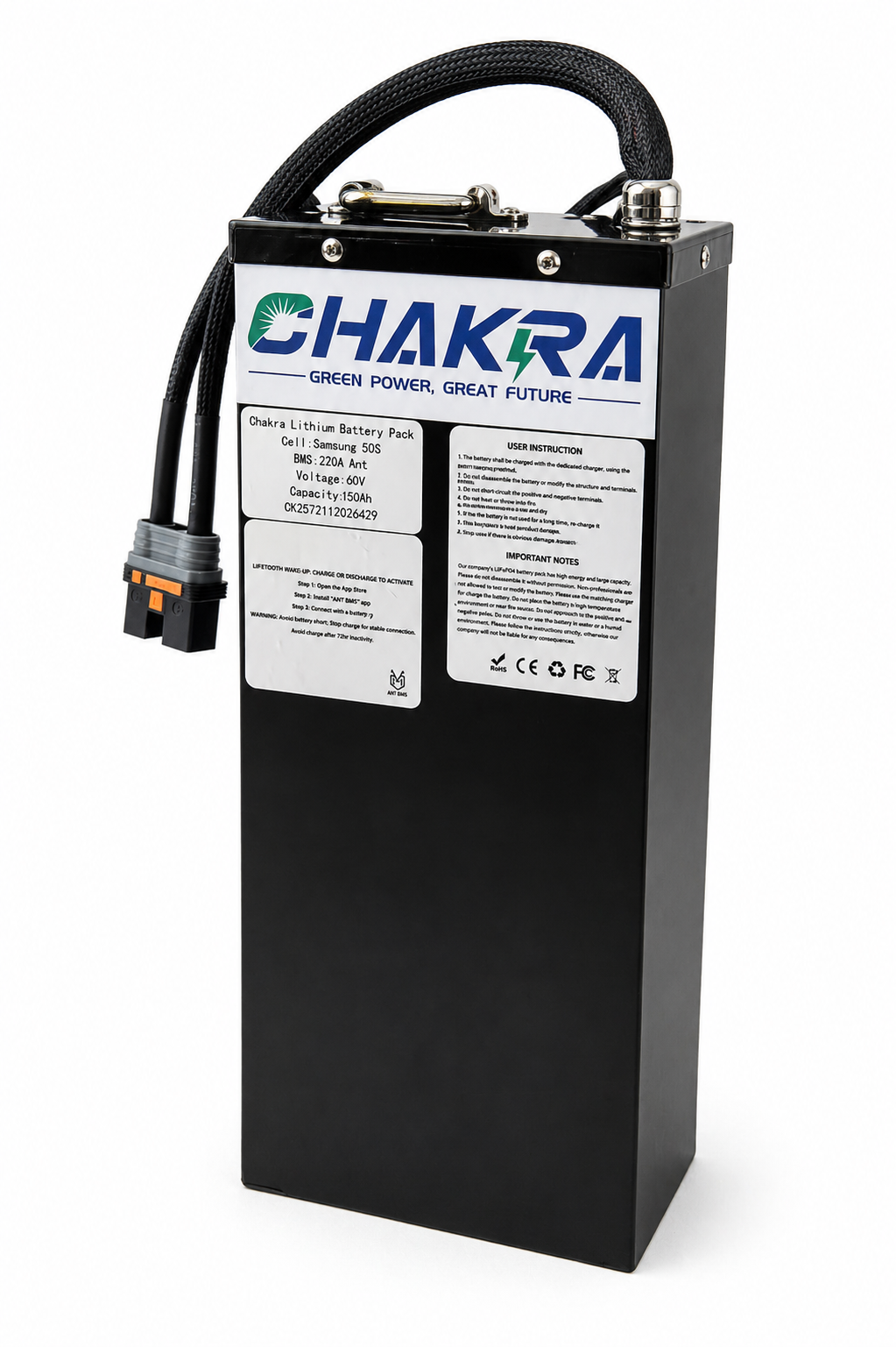 60V SURRON Light Bee upgrade battery manufactured by Chakra Battery, with a continuous discharge rate of 200A
